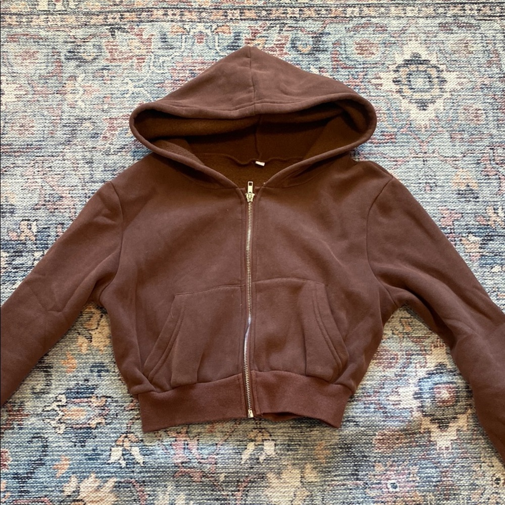 Brown Zip-Up Hoodie